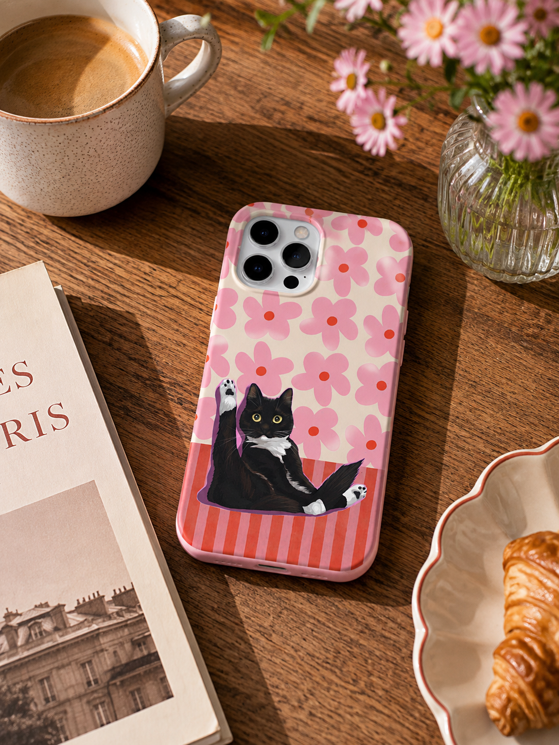 Rahat Kedi Desenli İçi Kadifeli Telefon Kılıfı (Y39)