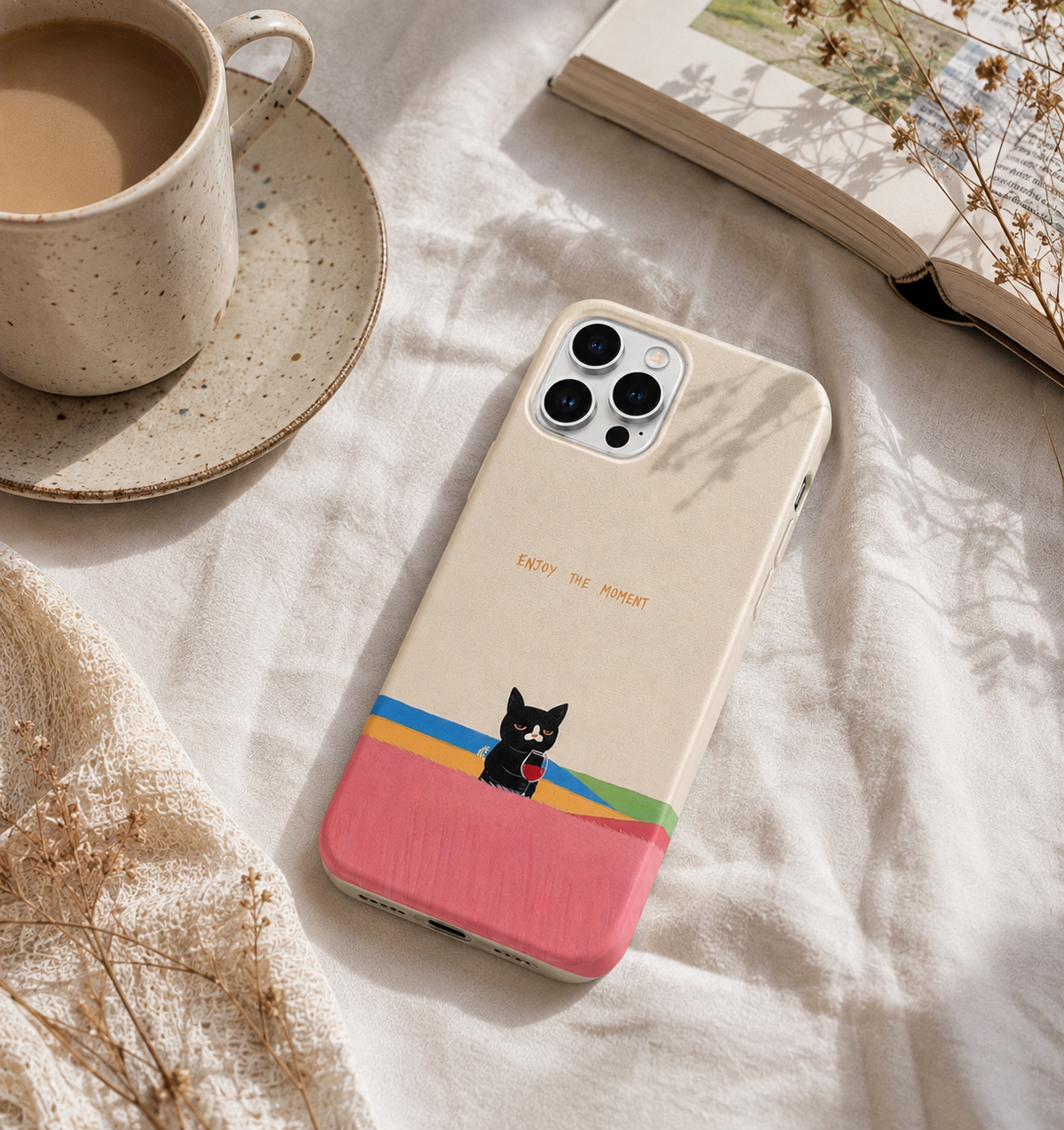 Kedi Desenli İçi Kadifeli Telefon Kılıfı (Y54)