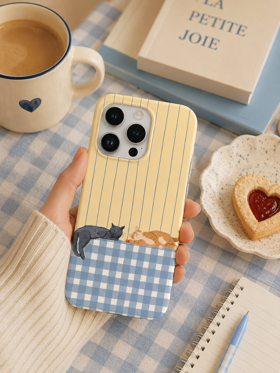 Kediler Desenli İçi Kadifeli Telefon Kılıfı (Y21)