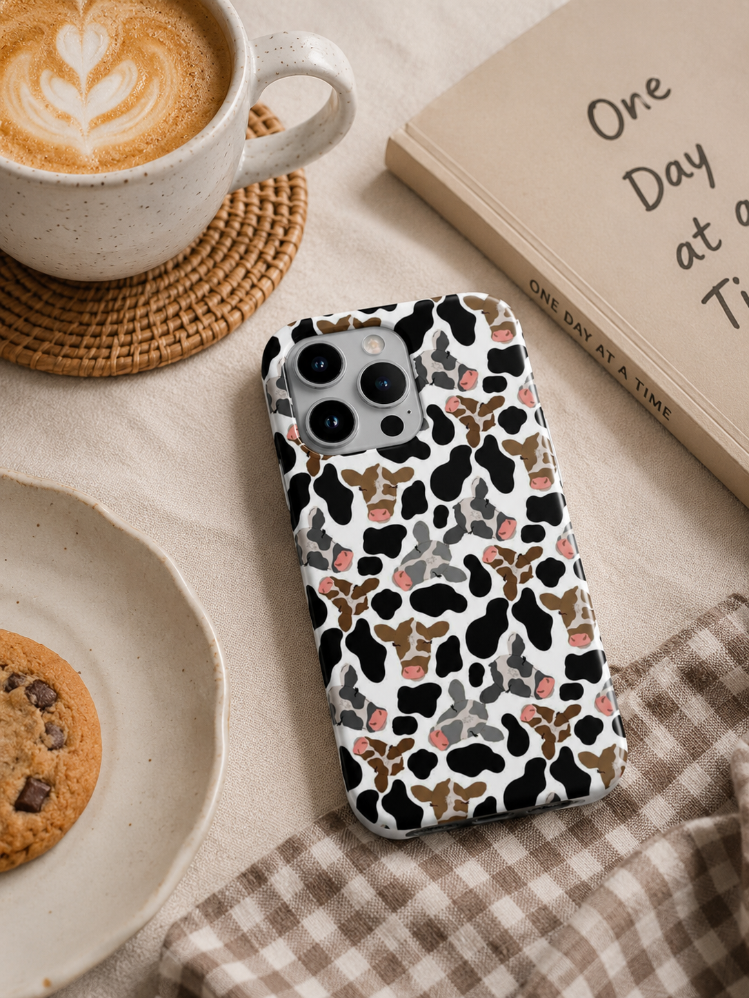 İnek Desenli İçi Kadifeli Telefon Kılıfı (Y25)