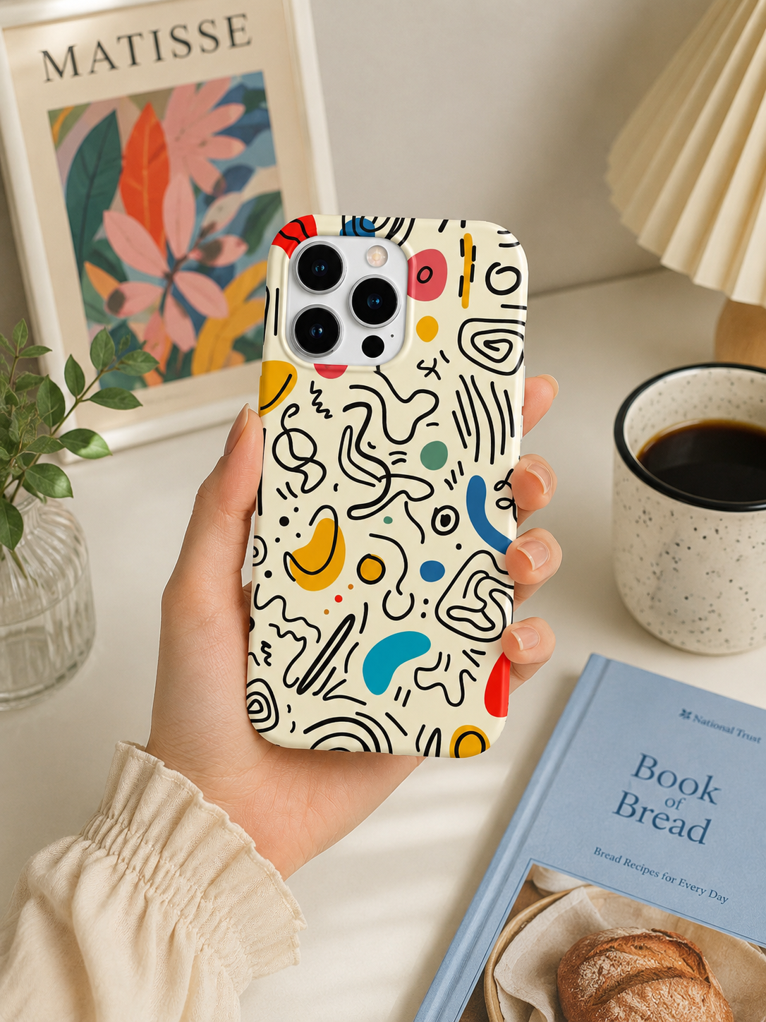 Minimal Art Desenli İçi Kadifeli Telefon Kılıfı (Y16)
