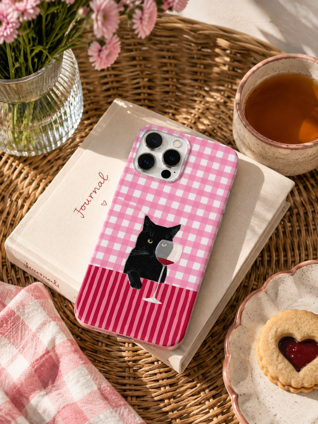 Sarhoş Kedi Desenli İçi Kadifeli Telefon Kılıfı (Y37)
