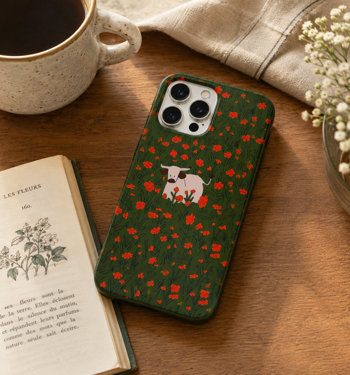 İnek Desenli İçi Kadifeli Telefon Kılıfı (Y42)