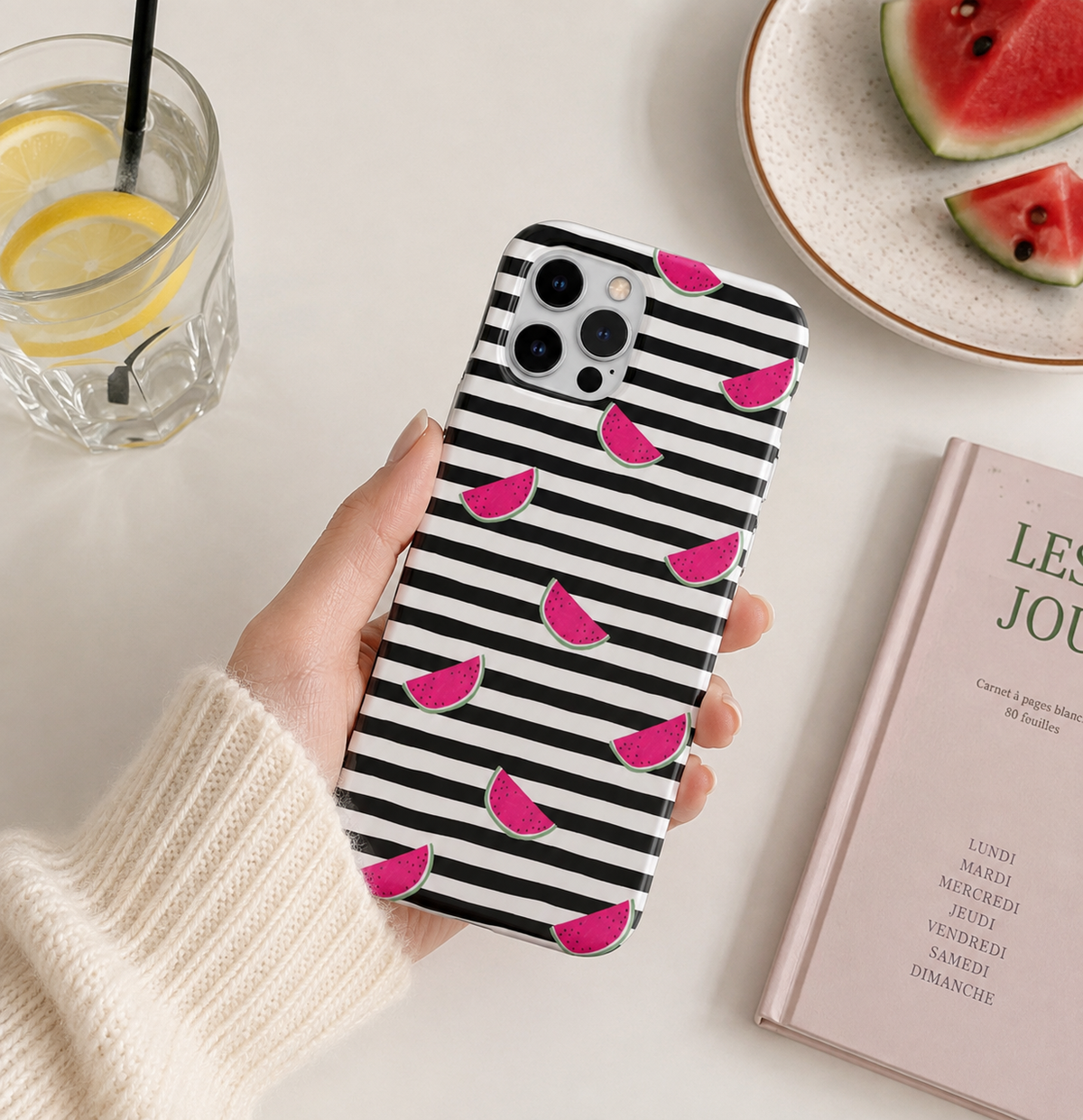 Karpuz Dilimi Desenli İçi Kadifeli Telefon Kılıfı (Y48)