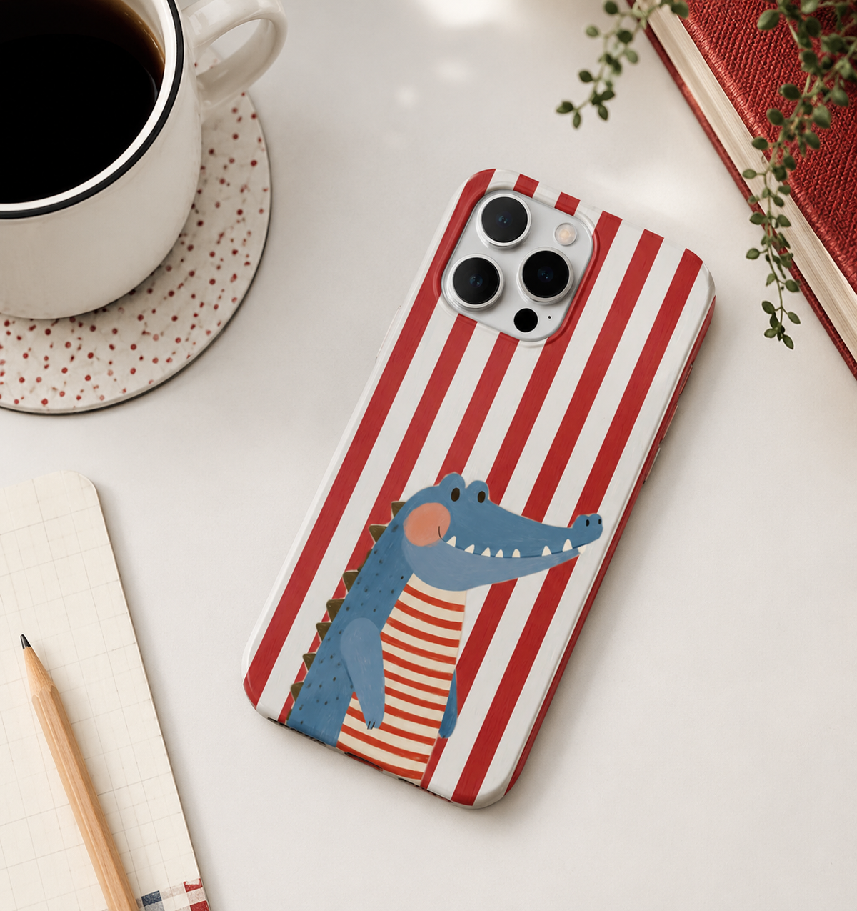 Timsah Desenli İçi Kadifeli Telefon Kılıfı (Y53)