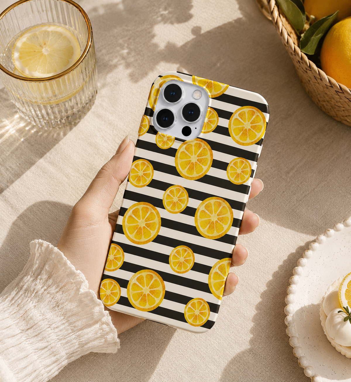 Portakal Desenli İçi Kadifeli Telefon Kılıfı (Y68)