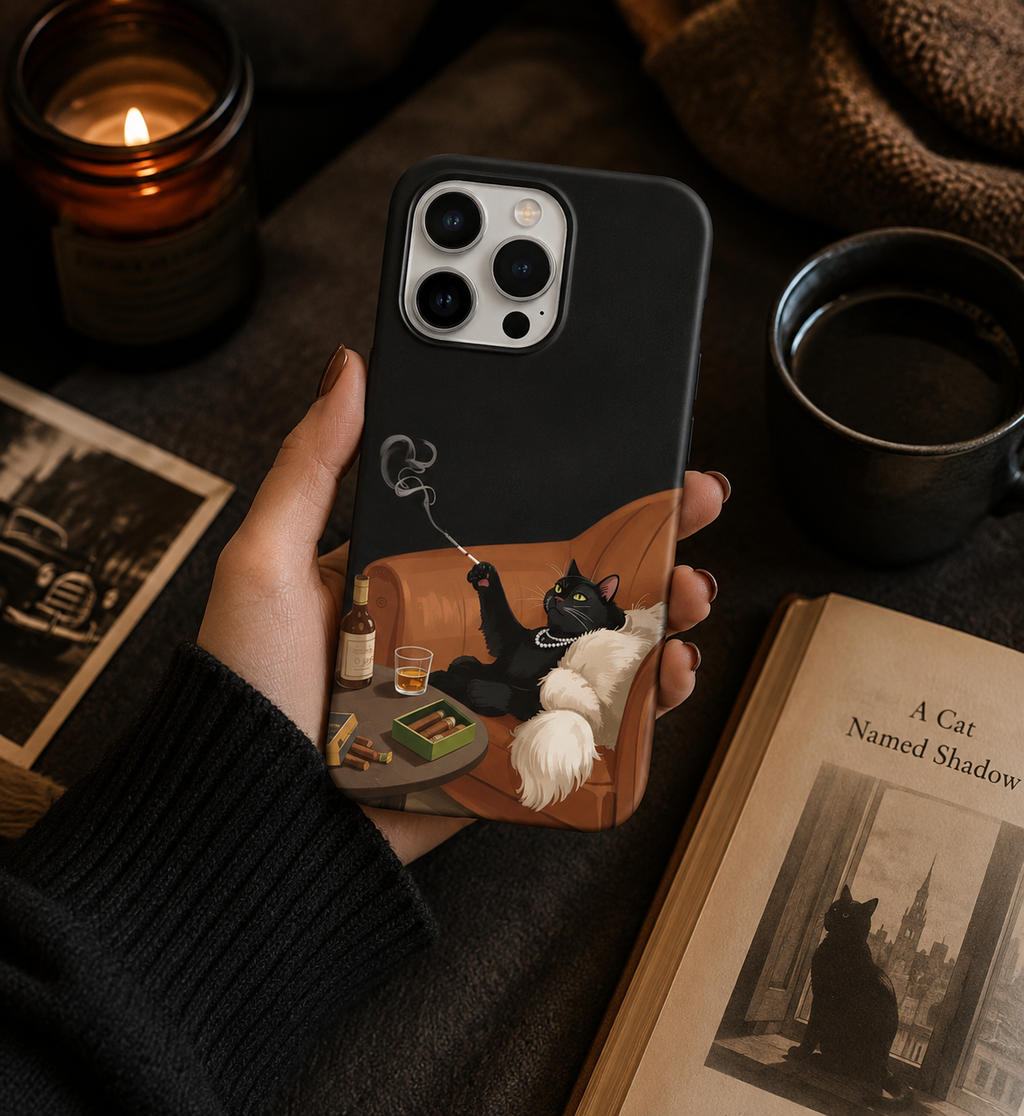 Kedi Desenli İçi Kadifeli Telefon Kılıfı (Y67)