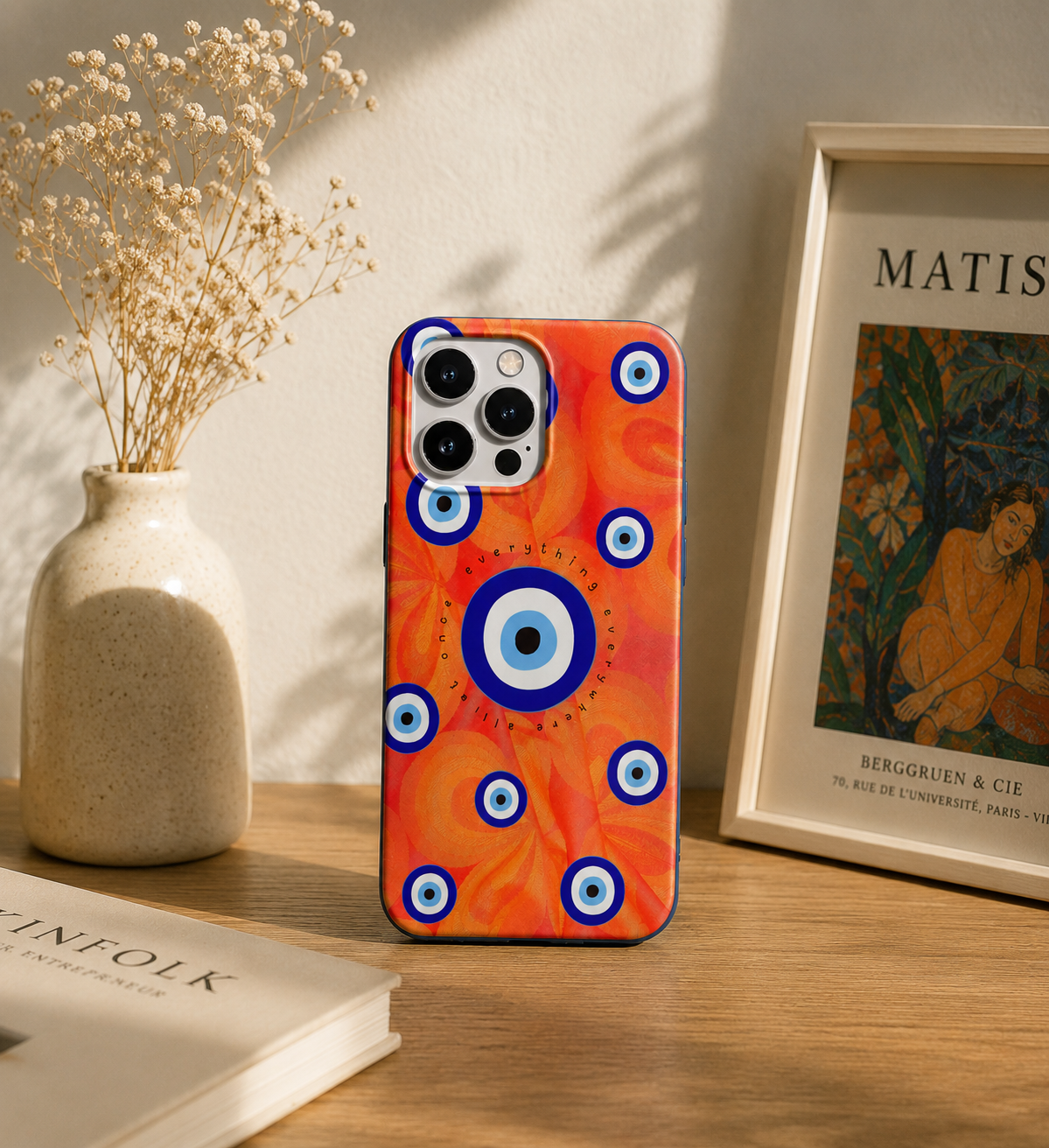 Nazar Boncuğu Desenli İçi Kadifeli Telefon Kılıfı (Y62)