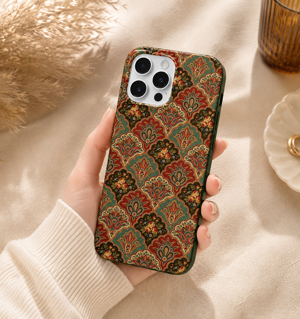 Mozaik Desenli İçi Kadifeli Telefon Kılıfı (Y60 )