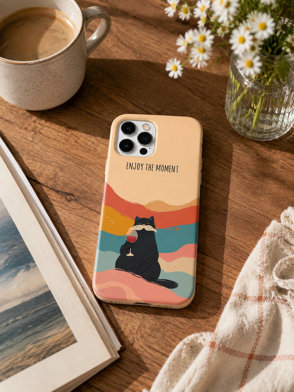 Sakin Kedi Desenli İçi Kadifeli Telefon Kılıfı (Y38)