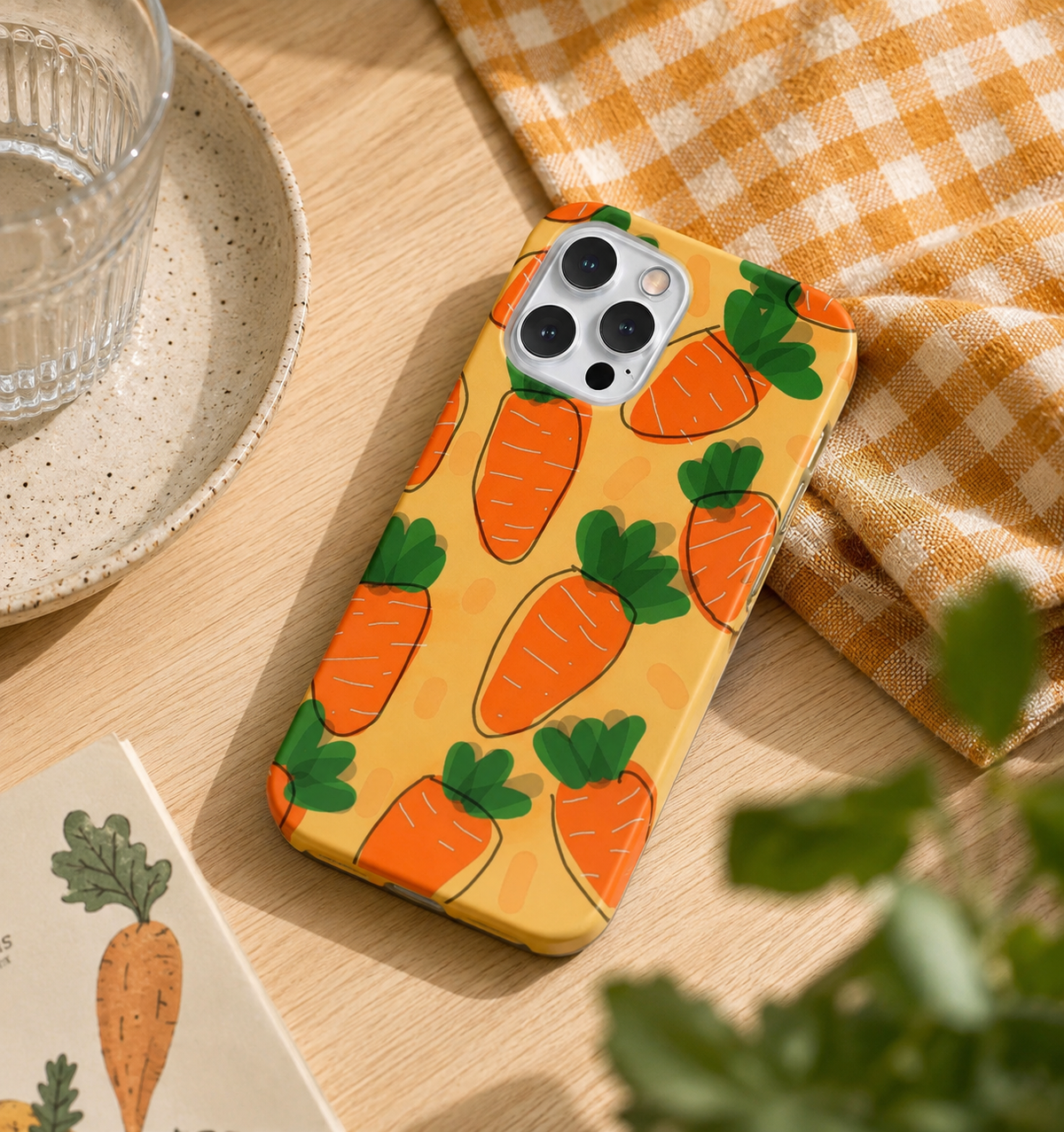 Havuç Desenli İçi Kadifeli Telefon Kılıfı (Y56)