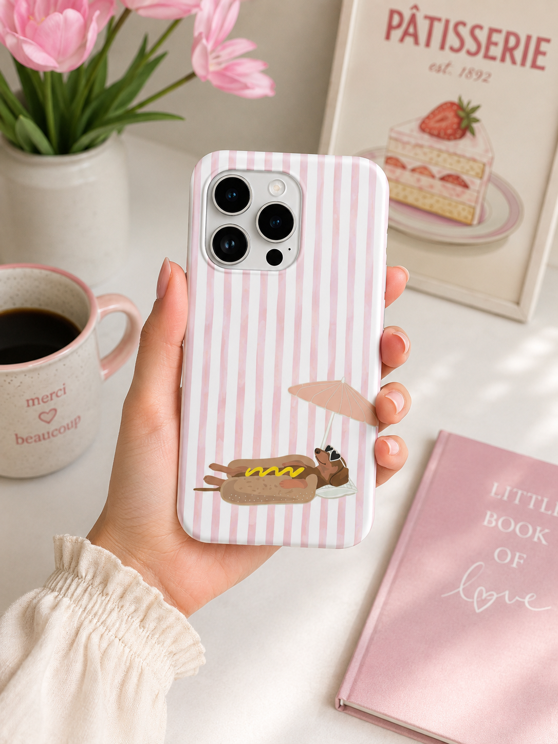 Hot Dog Desenli İçi Kadifeli Telefon Kılıfı (Y17)