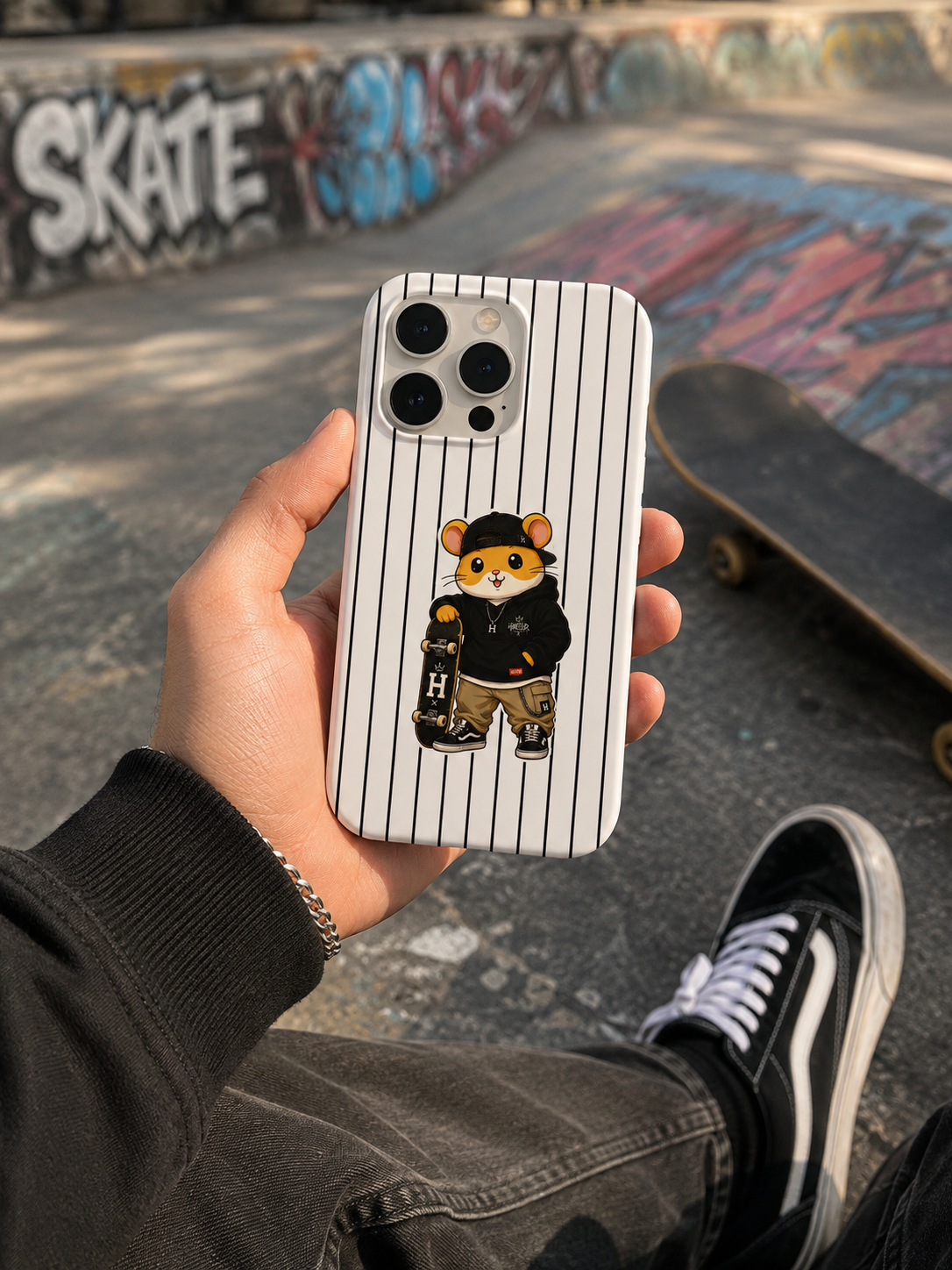 Hamster skateboarder man Telefon Kılıfı (Kaykaycı erkek) hm1