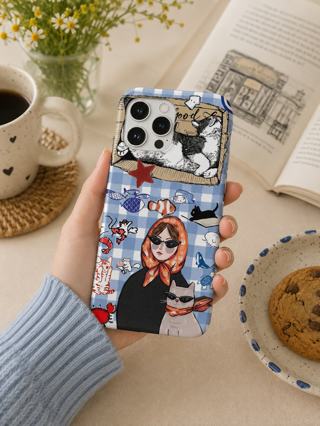 Sevimli Karakterler Desenli İçi Kadifeli Telefon Kılıfı (Y19)