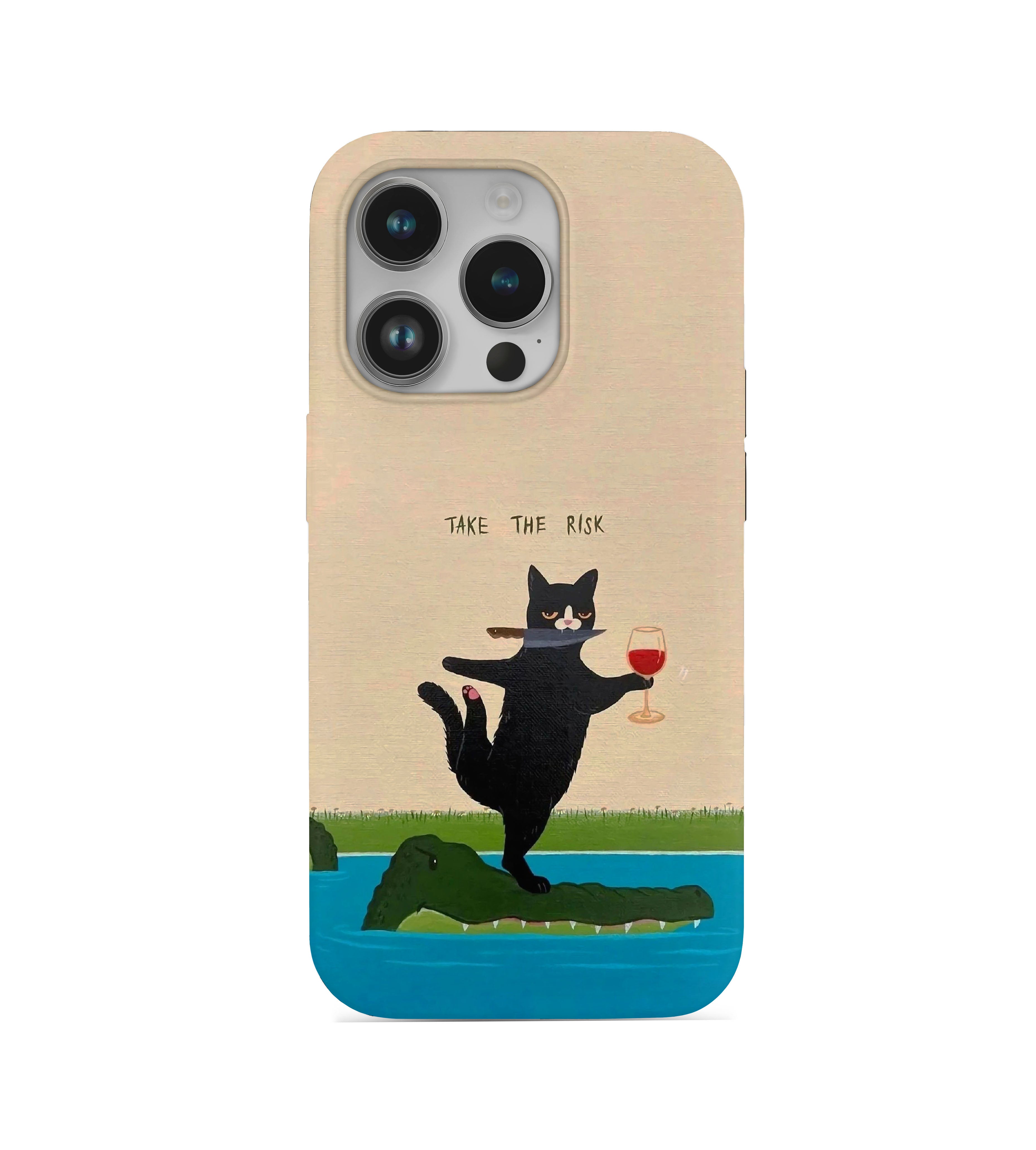 Tehlikeli kedi Desenli İçi Kadifeli Telefon Kılıfı (Y10)