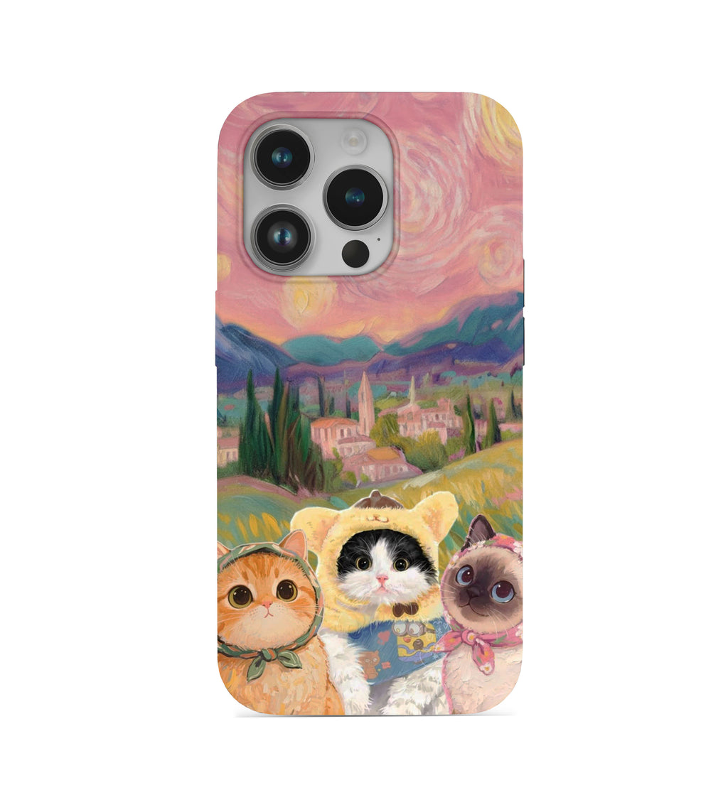 Sevimli Kediler Desenli İçi Kadifeli Telefon Kılıfı (Y11)