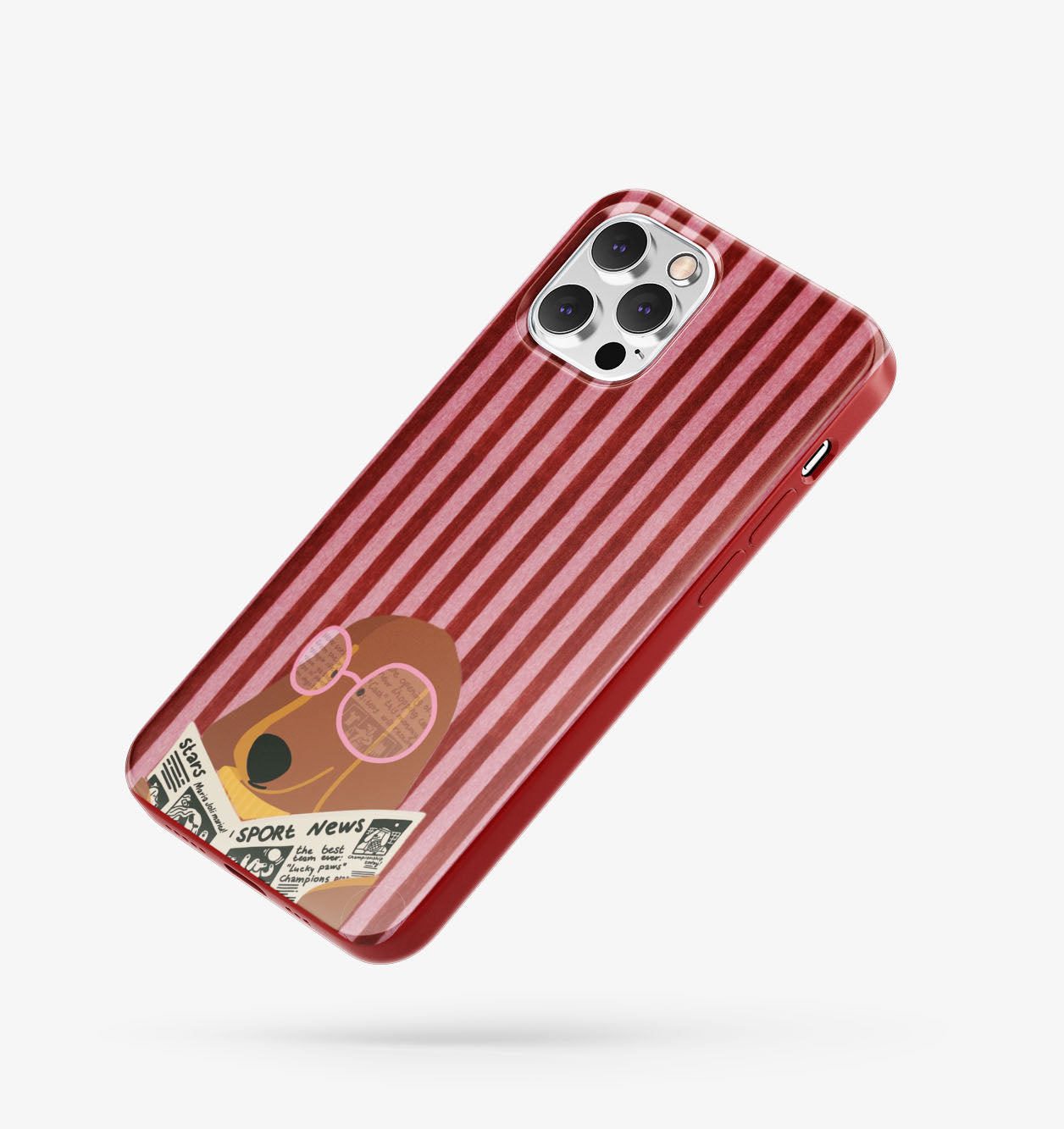 Gazete Okuyan Köpek Desenli İçi Kadifeli Telefon Kılıfı (Y15)