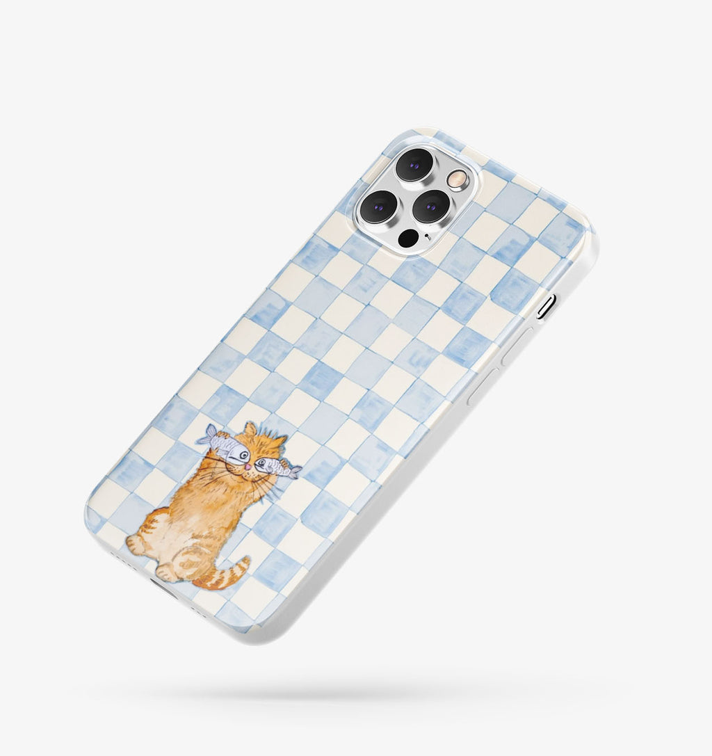 Balık Gözlüklü Kedi Desenli İçi Kadifeli Telefon Kılıfı (Y33)