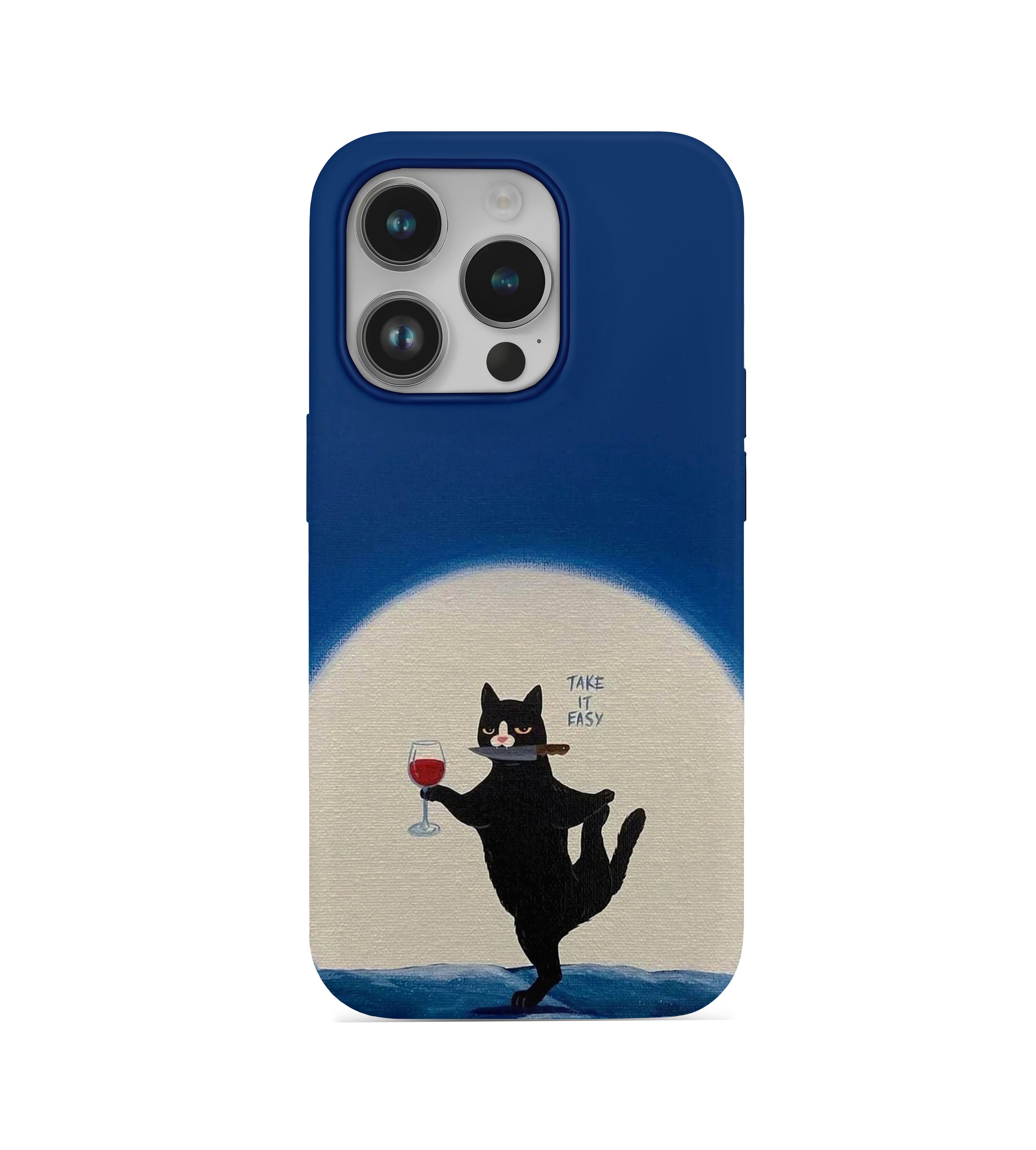 Dark Cat Desenli İçi Kadifeli Telefon Kılıfı (Y34)