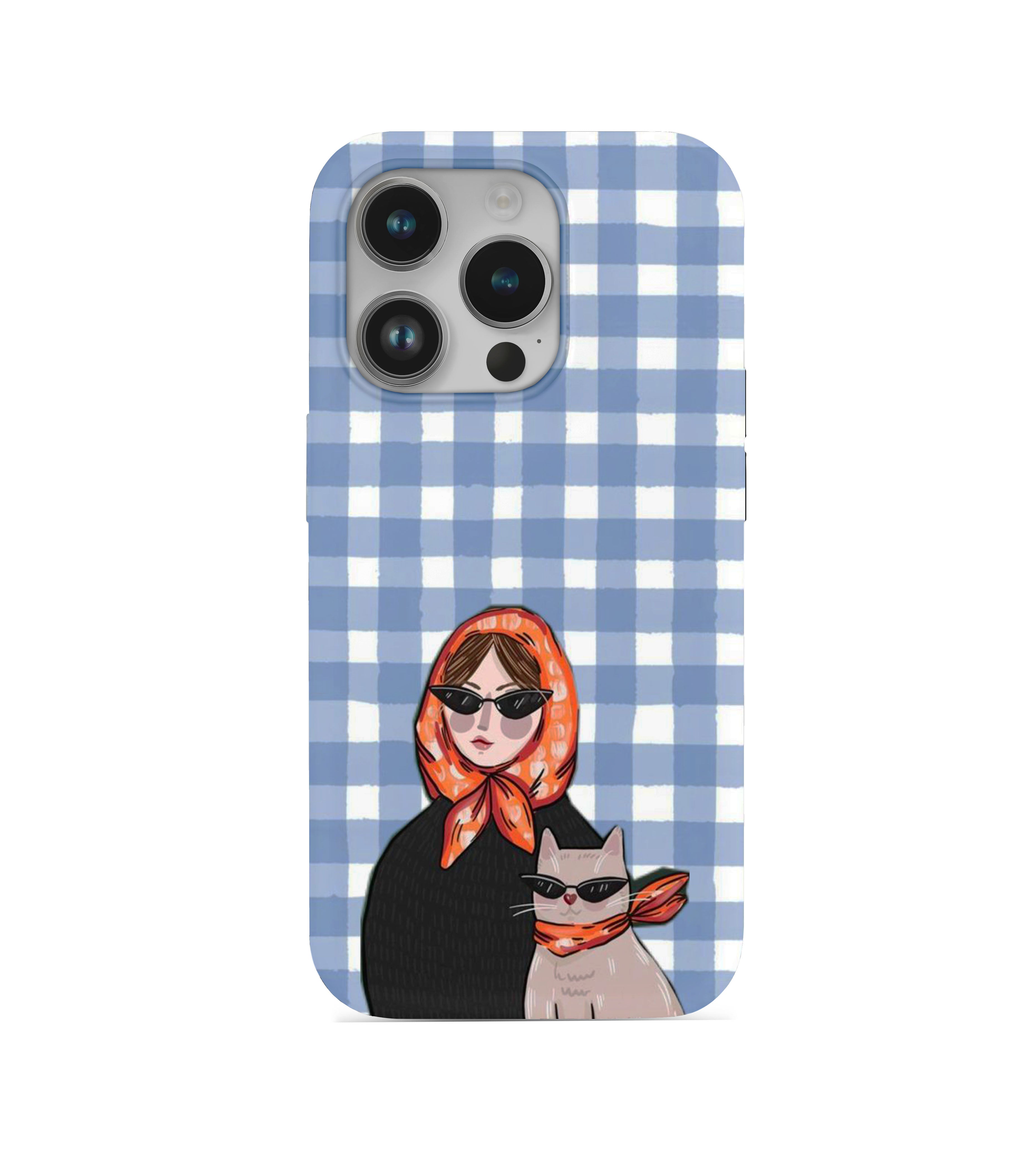 Woman & Cat Desenli İçi Kadifeli Telefon Kılıfı (Y45)