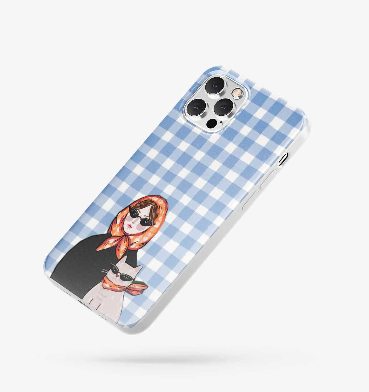 Woman & Cat Desenli İçi Kadifeli Telefon Kılıfı (Y45)