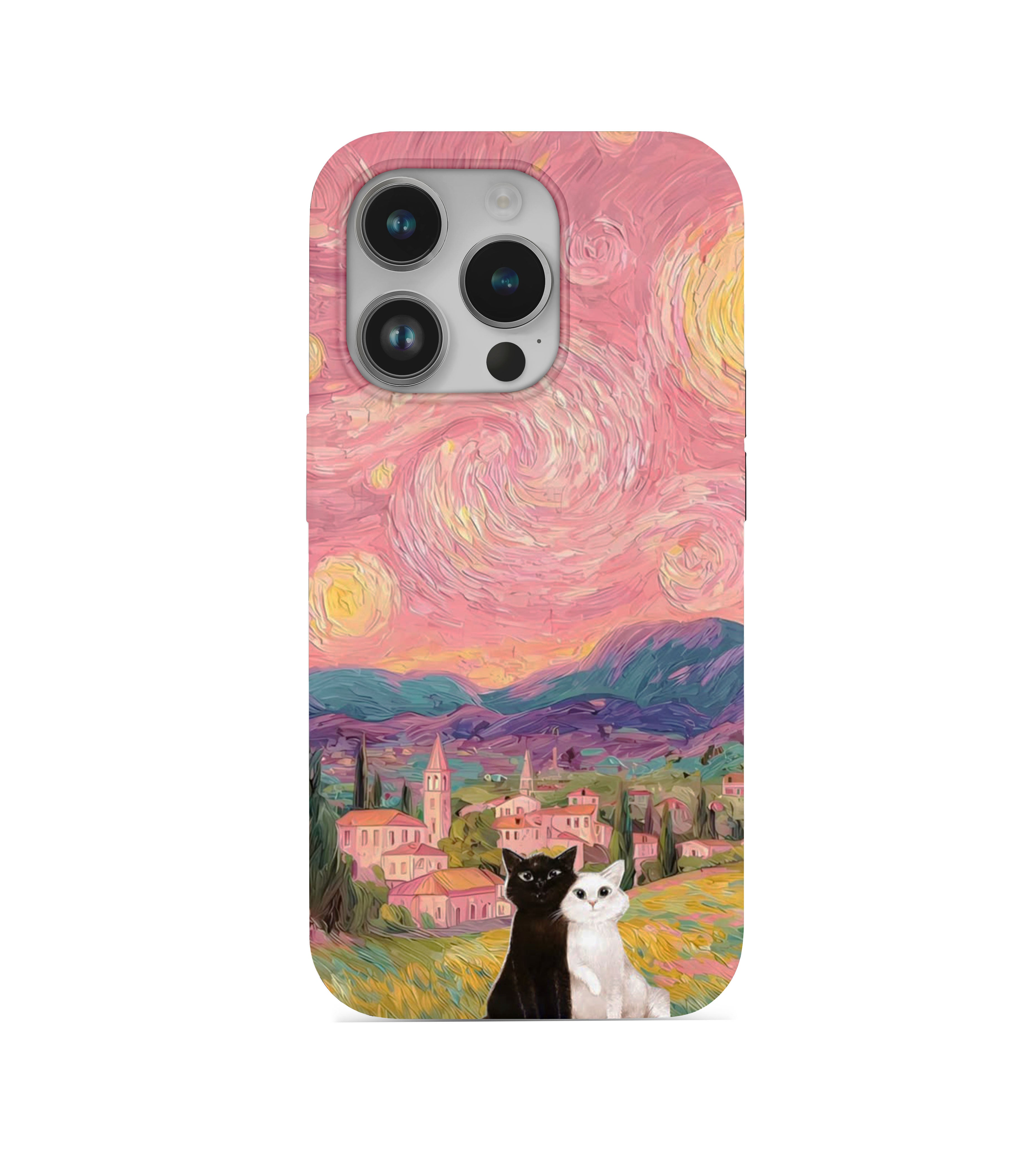 Kedi Desenli İçi Kadifeli Telefon Kılıfı (Y55)
