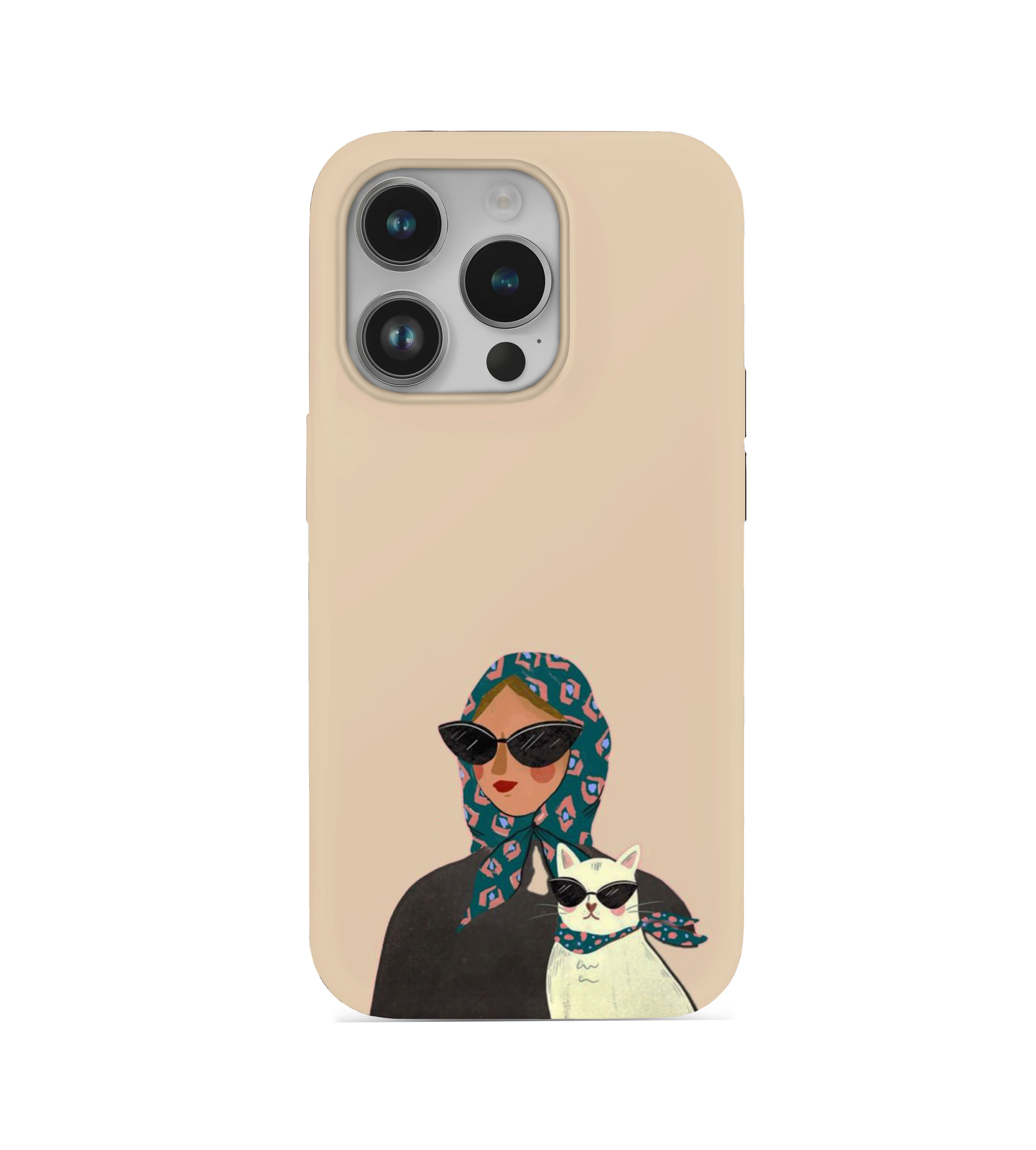 Woman And Cat Desenli İçi Kadifeli Telefon Kılıfı (Y6)